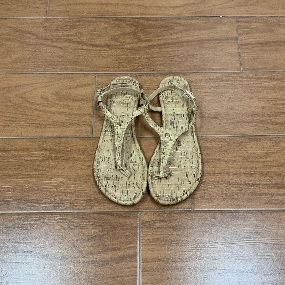 Cambiami Cork Sandals w/ Cork & Metallic Gold Straps